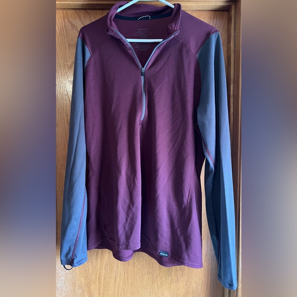 Patagonia Maroon and Gray Quarter-Zip Pullover